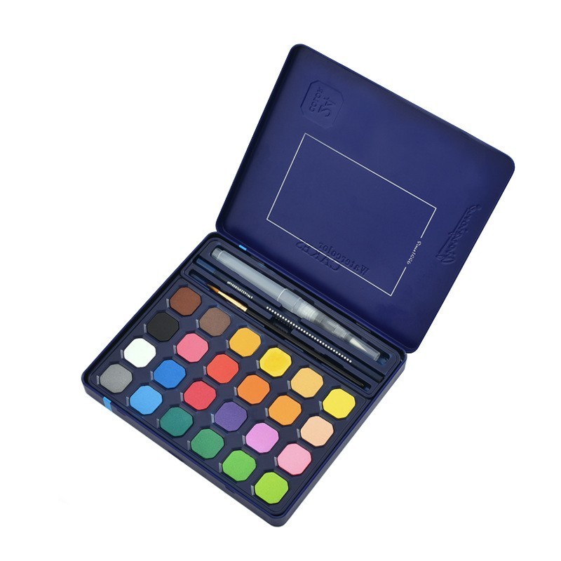 CHENYU 12/18/24/36/48Colors Solid Watercolor Paint Set With Water Brush Pen Watercolor Pigment For Draw Art Supplie: 24 Colors