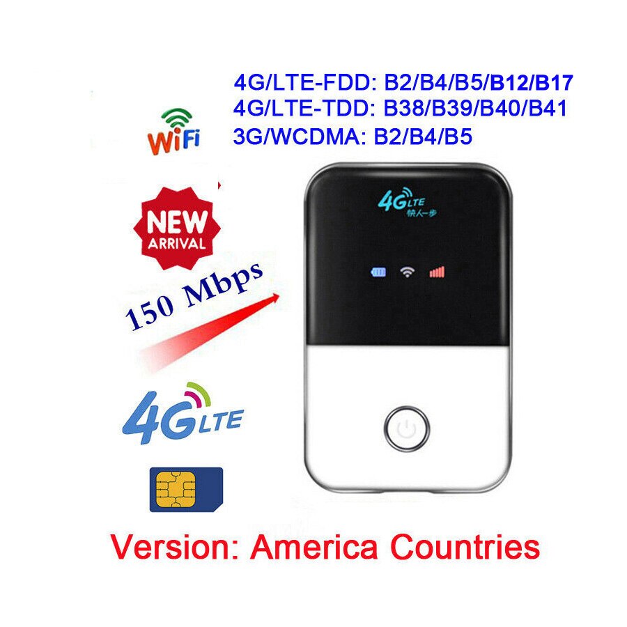 4G WIFI Router Mobile 4G LTE Travel Partner North South America Wireless Pocket Mobile WiFi Router With SIM Card Slot: America Countries