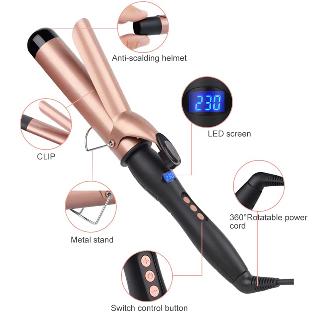 Ferro de frisar Modelador de cabelo profissional Ferramentas de modelagem de cerâmica recarregáveis Varinha de modelagem de rolo de íons negativos para cabelos 38MM