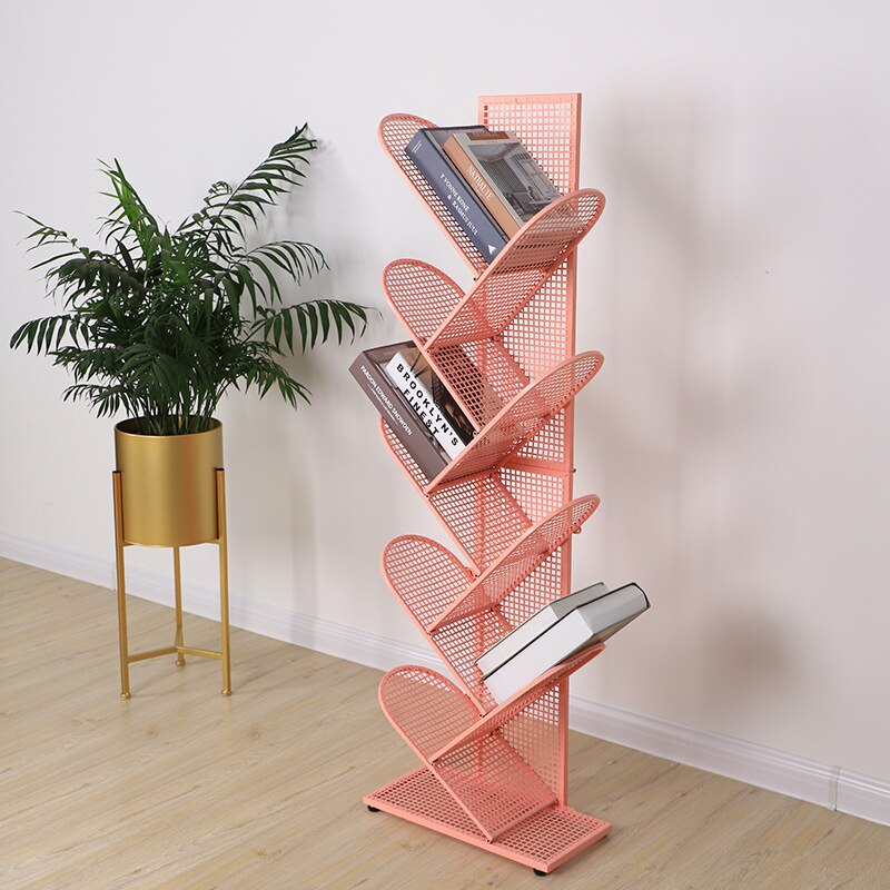 Wrought Iron Tree-shaped Bookshelf Multi-layer Floor Bookcase For Living Room Study Office Simple Bookshelf