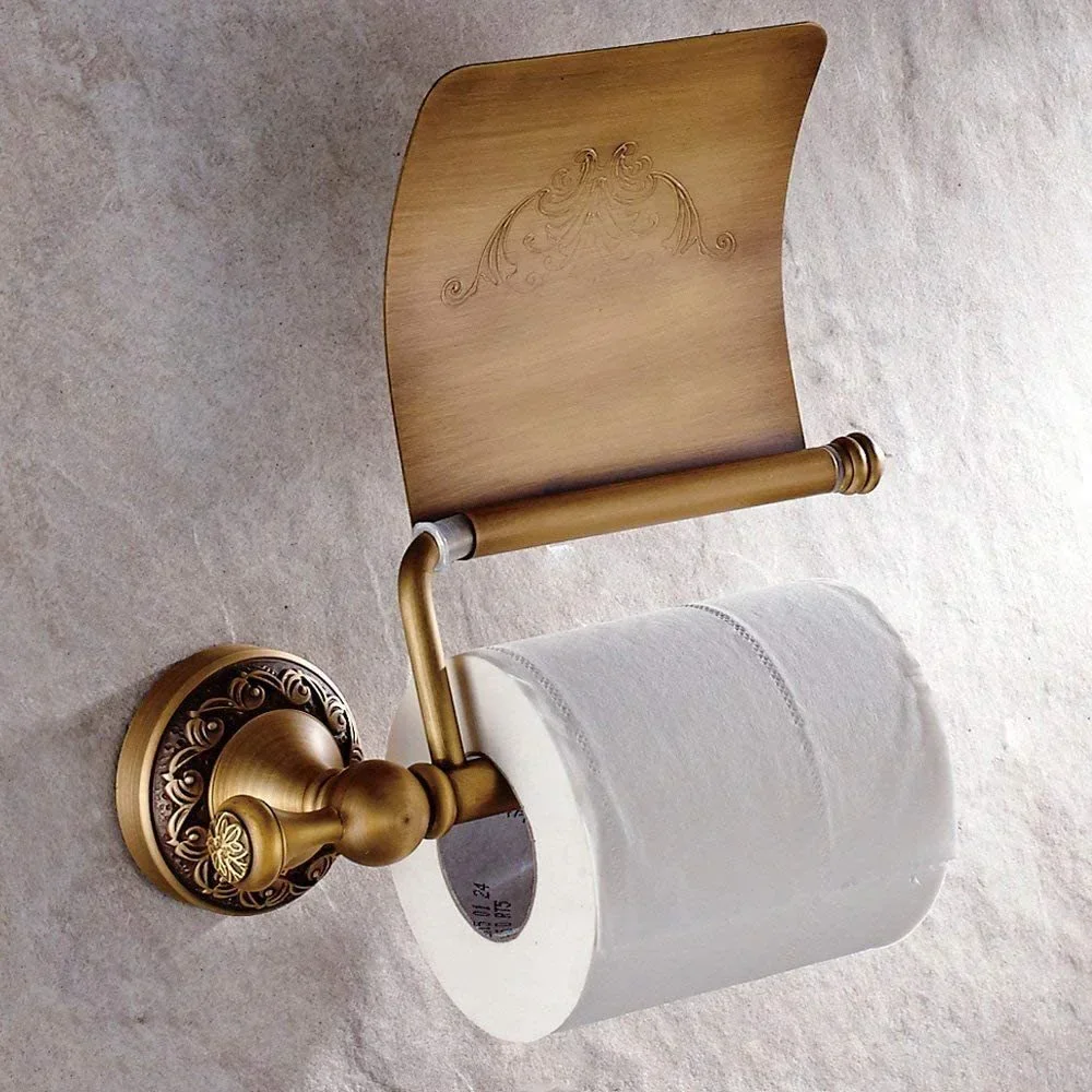 Baño hogar bronce antiguo montado rollo estante dispensador accesorios soporte de pañuelos portarrollos de papel higiénico pared