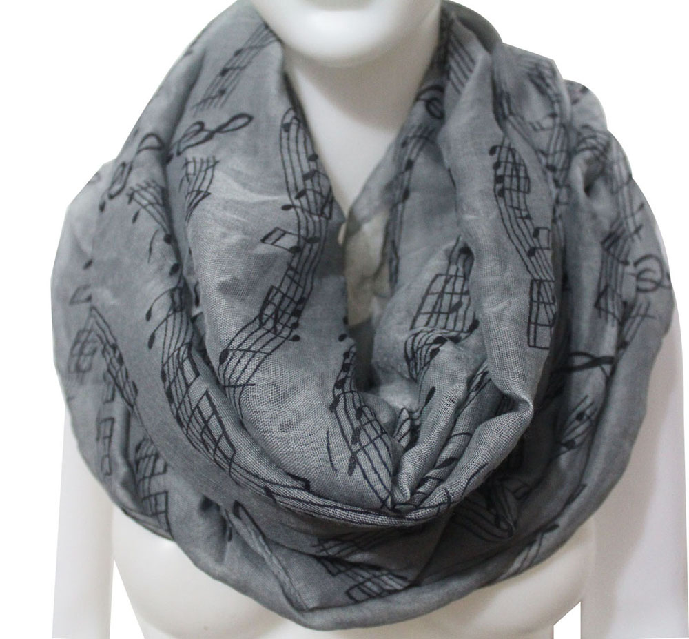 FOXMOTHER, , bufandas blancas a la con estampado de letras y notas musicales, hojas de notas y Piano, para madres y mujeres: Gris