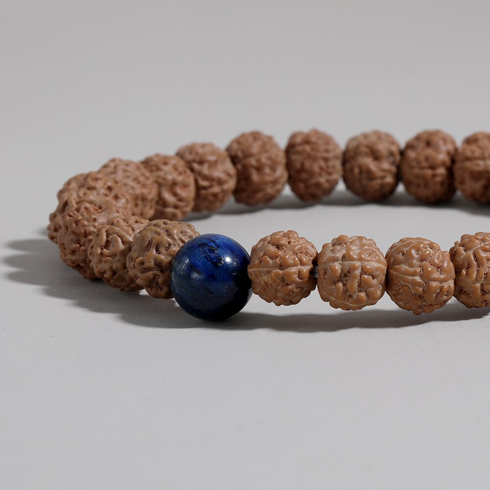 Natürliche Fünf-Blütenblatt Rudraksha Lapis Lazuli Perlen Elastische Seil Einfache Freizeit Reise Yoga Schmuck Männer und Frauen Armbinde