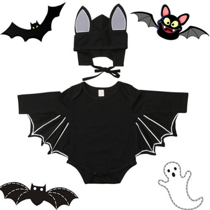 Halloween tøj flagermus romper outfits nyfødt baby dreng drenge tøj cosplay kostume tøj 2 stk outfits