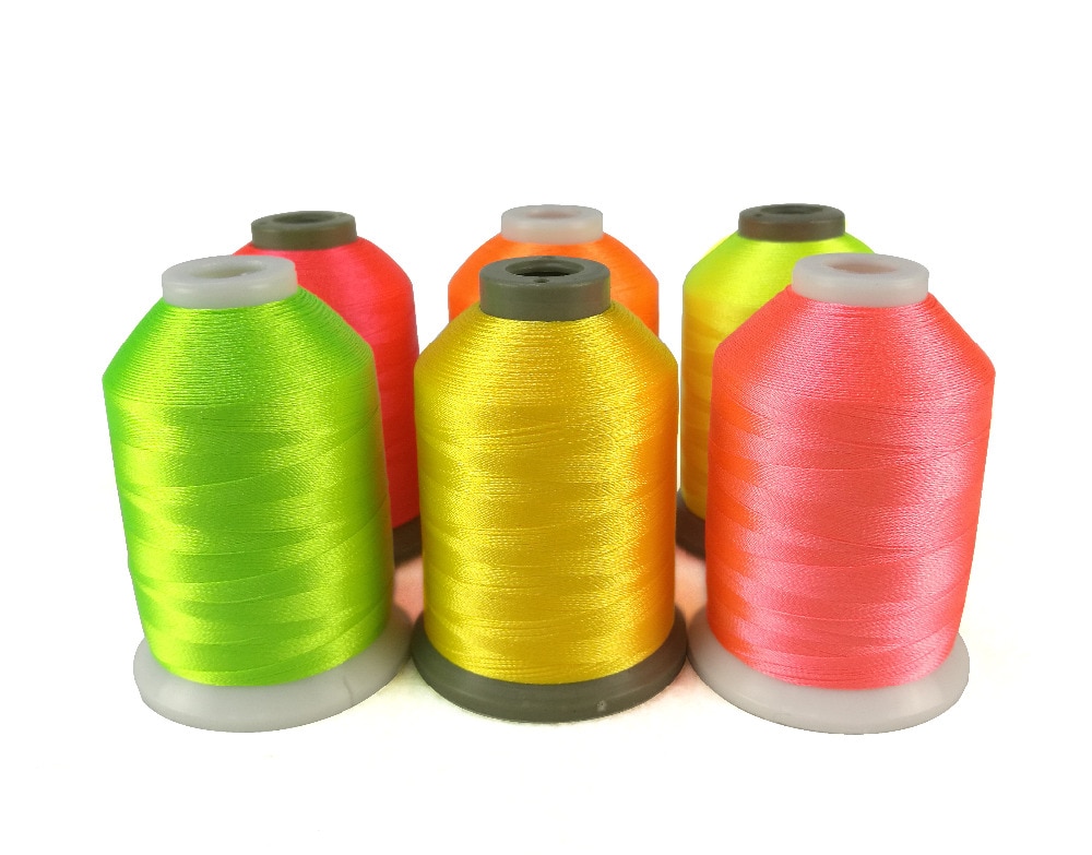 Neon Colors Polyester Embroidery Machine Thread 6 Colors, 1000M Each