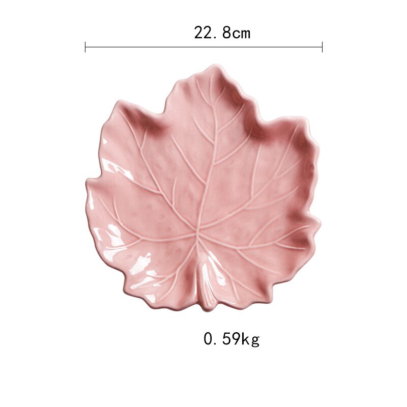 Maple Leaf Vorm Keramische Plaat Roze Magnetron Beschikbaar Serveerschaal Thuis Creatieve Persoonlijkheid Servies: I