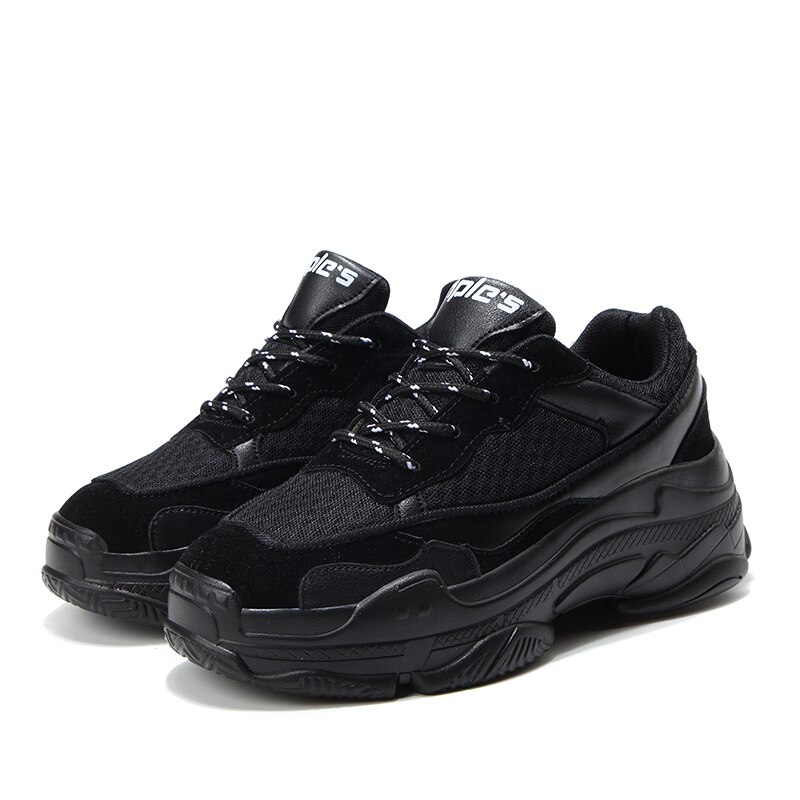 Tuinanle sneakers kvinder røde sko forår efterår åndbar mesh kvinder sneakers zapatos de mujer chunky damesko: Sort / 7.5