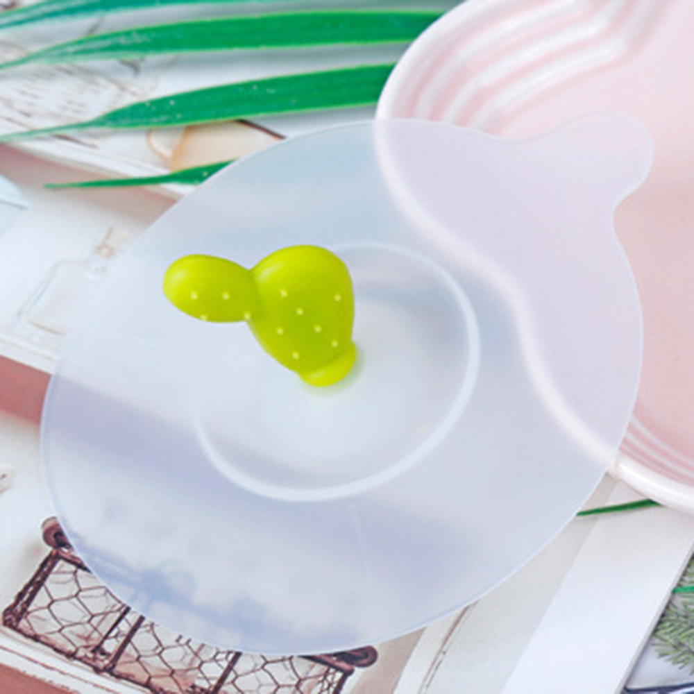 Śliczne ze wzorem kaktusa silikonowa pokrywka na kubek mocne uszczelnienie pyłoszczelny szczelny kubek pokrywa wysokiej marka jakości nowe mody kubek robić herbaty pokrywka: D