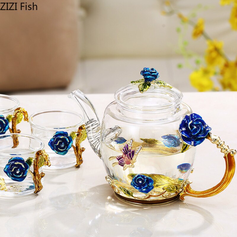 Glass Kung Fu Tea Set Teapot Seven-piece Set Tea Set Suit European Style Household Tea Set
