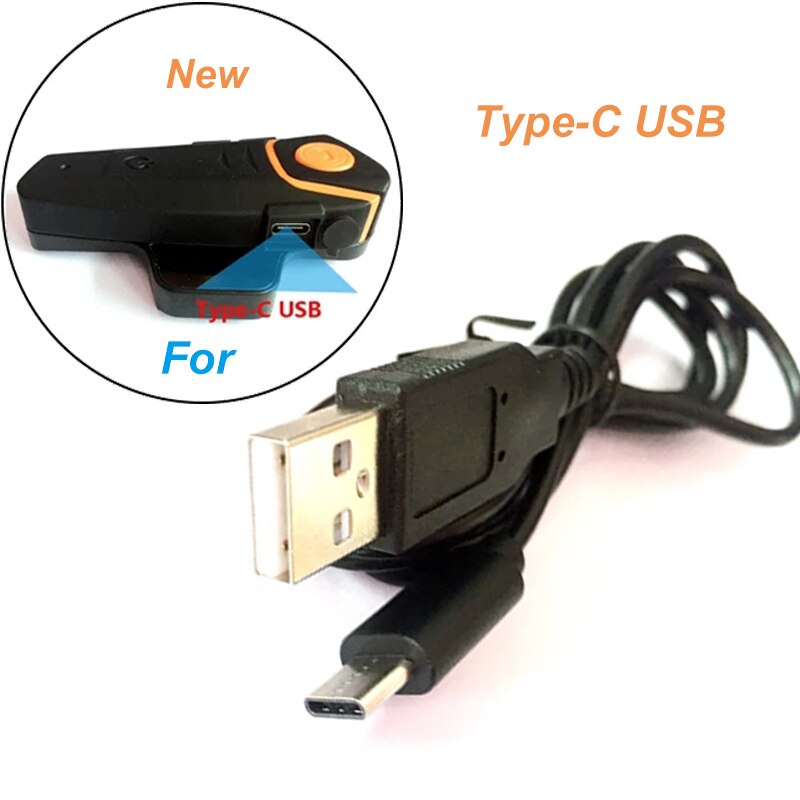 Accesorios para casco de motocicleta, Cable de carga USB para BT-S3, BT-S2, intercomunicador Bluetooth, auriculares para casco de motocicleta: New Tybe-C USB