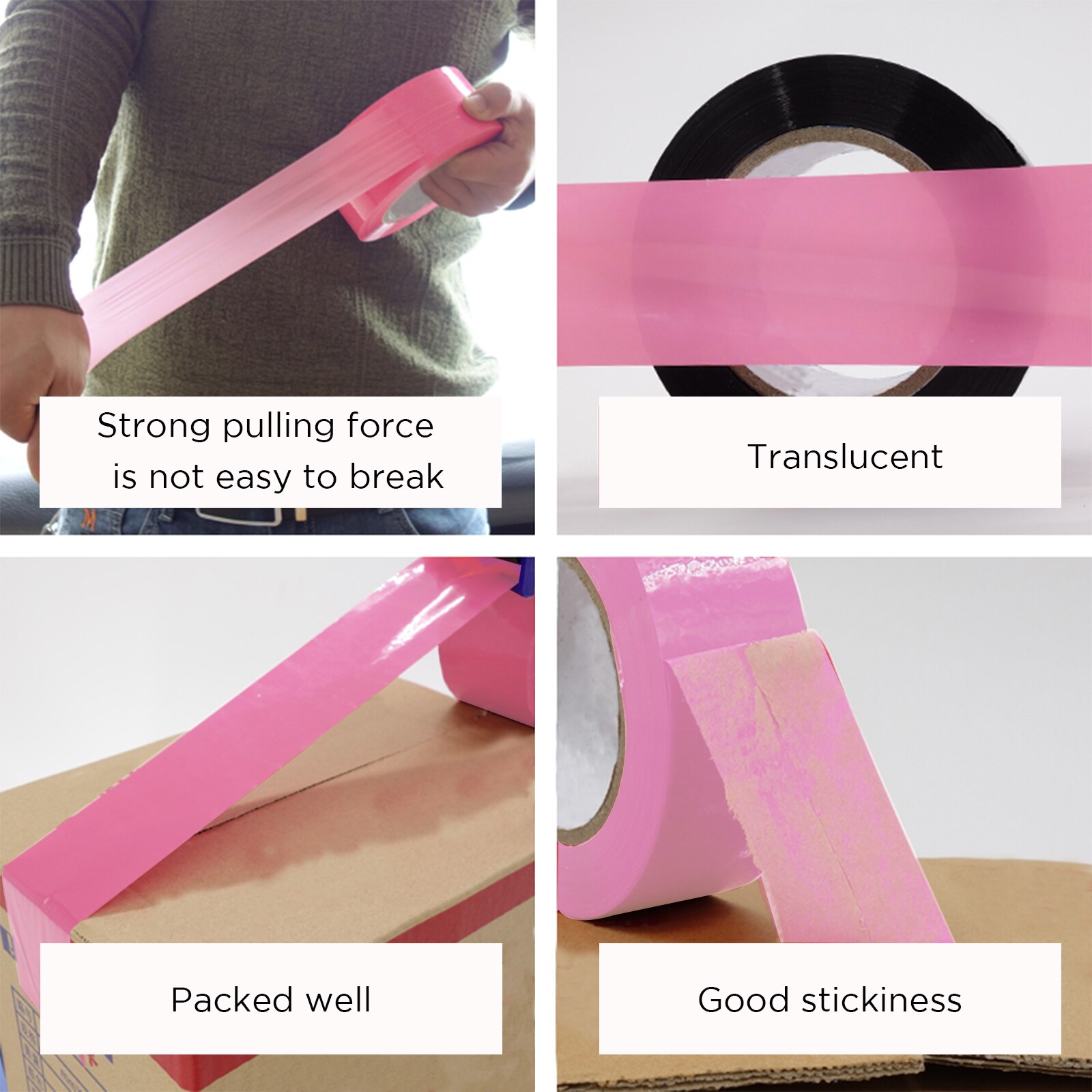 Packaging Tape Pack band Packing Tape Roll Pink 4.8cmx60m for Retailer and Office Home Use