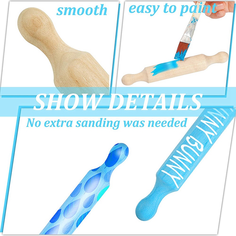15 Pieces Wooden Mini Rolling Pin 6 Inches Long Kitchen Baking Rolling Pin Small Wood Dough Roller for Children Fondant
