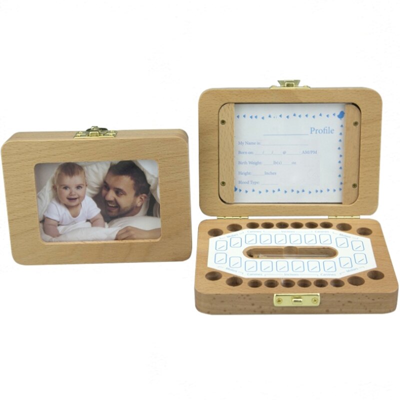 Children's Baby Deciduous Tooth Box Wooden Frame Tooth Storage Memorial Box For Milk Teeth UK