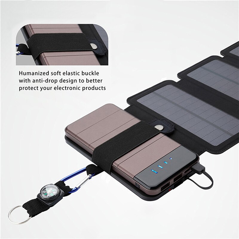 Emergency Solar Panel Foldable Outdoor Solar Charger for Phone Battery Travel Hiking Camping USB Portable Power Cell Charger