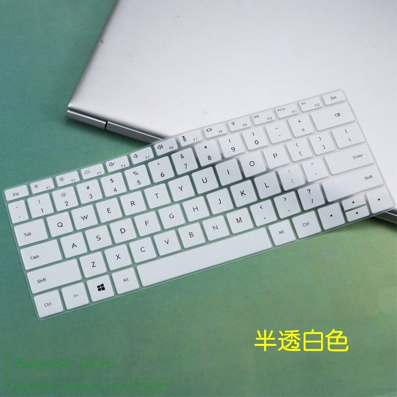 Til huawei matebook 13 laptop 13.3 tommer silikone laptop tastatur cover skin protector: Hvid