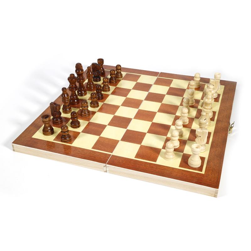 34x34cm Wooden International Chess Set Funny Folding Folable Wooden International Chess Set Board Game Portable Trip Toy: Default Title