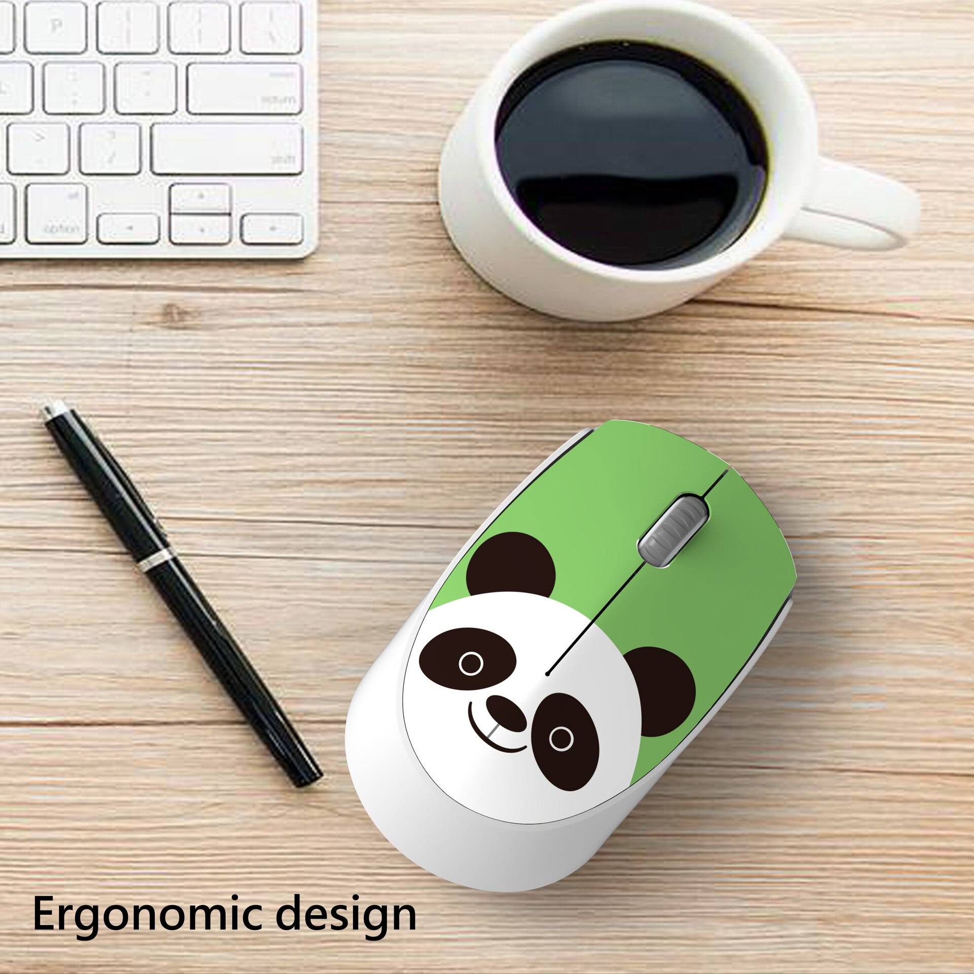 Ratón inalámbrico con de dibujos animados para niños, Mouse óptico 3D ergonómico de 2,4G con de hámster, ideal para ordenador de oficina y portátil: GREEN