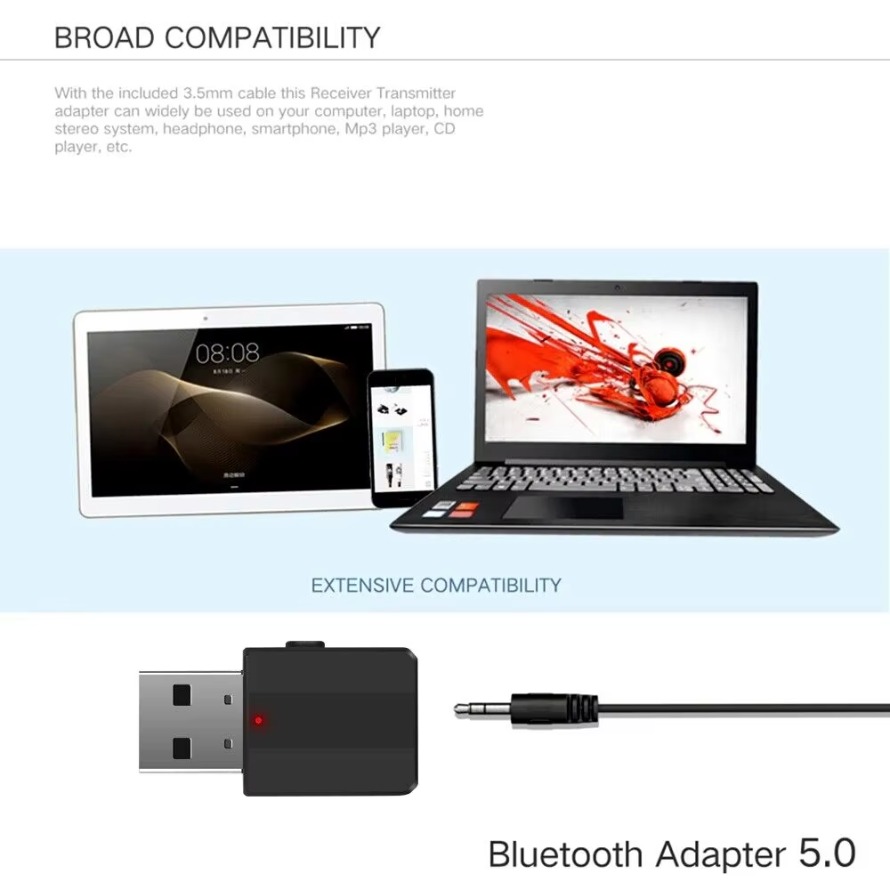 Ricevitore trasmettitore Bluetooth USB Adattatore Bluetooth USB wireless 2 in 1 Jack AUX da 3,5 mm per PC Musica per auto Cuffie TV stereo AUX