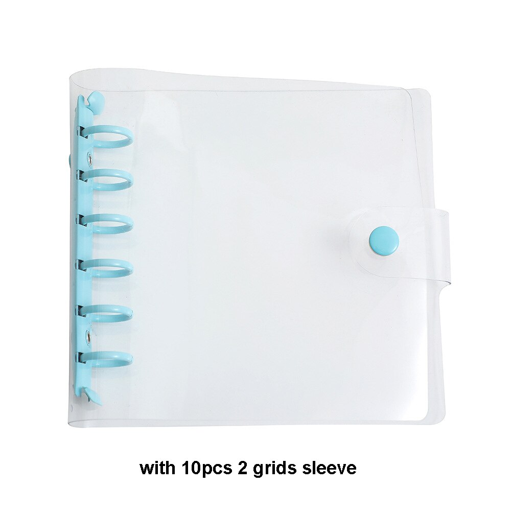 Square Loose Leaf Diary Notebook Photo Album 3 5 inch Photocard Holder DIY PVC Binder Goo Card Storage Book Korean Stationery: blue clear