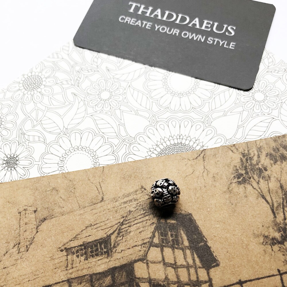 925 prata esterlina moda diy acessórios de alta qualidade grande buraco crânio grânulo apto para o vintage thomas esqueleto contas para pulseira