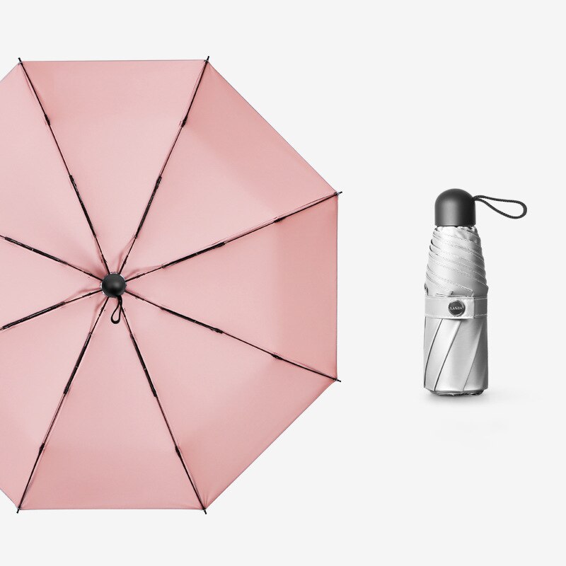 Colorful Mini Sun Umbrella Titanium Silver Coating UV Parasol Umbrellas Rain Women 8k Windproof Ultralight Small Clear Umbrella: Pink
