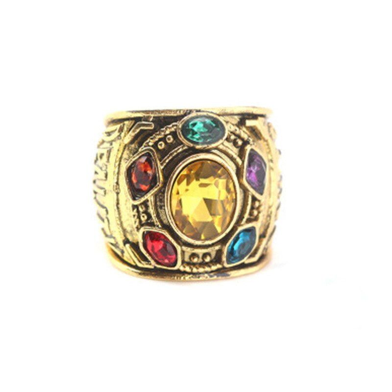 Six Colorful Stone Setting Ring Golden Color Band Mini Infinity Ring For Cosplay Finger Accessories Luxury Hand Embellish