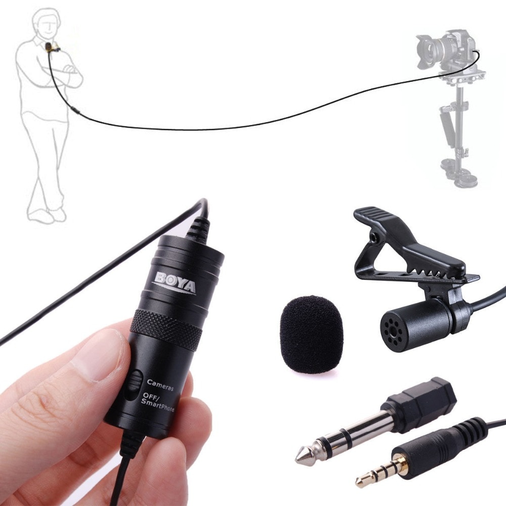 Boya BY-M1 Lavalier Microfoon 6m Omnidirectionele Condensator Opname Video Mic voor iPhone X Canon Nikon DSLR Zoom h1 H1N handige