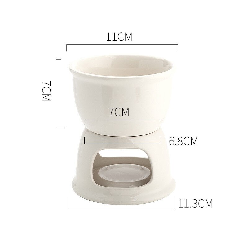 Fondue Pot Set, Glazed Ceramic Fondue Set for Chocolate Fondue or Cheese Fondue – Perfect Idea for Birthday: white