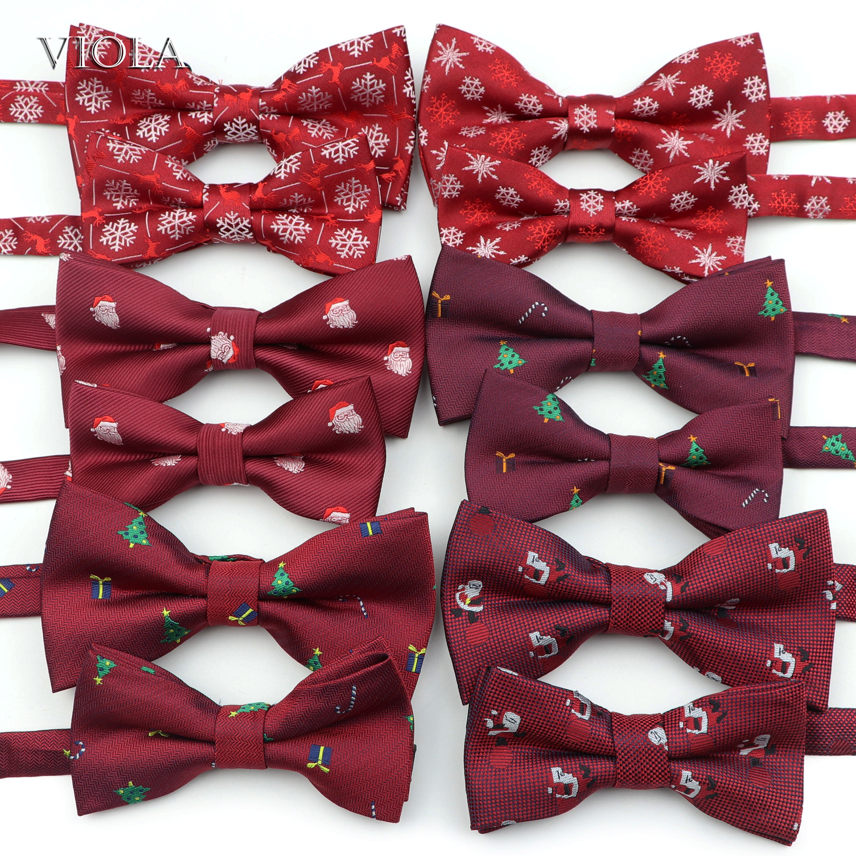 Pajarita de Papá Noel, padre e hijo, conjunto de poliéster, copo de nieve, para Navidad, para hombres y niños, accesorio para corbata