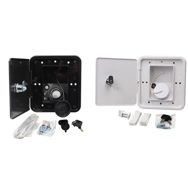 151X166 mm RV Hatch Cover Accessories Lockable Water Inlet Parts with Keys Square Threaded Fill Dish for Rv Trailer