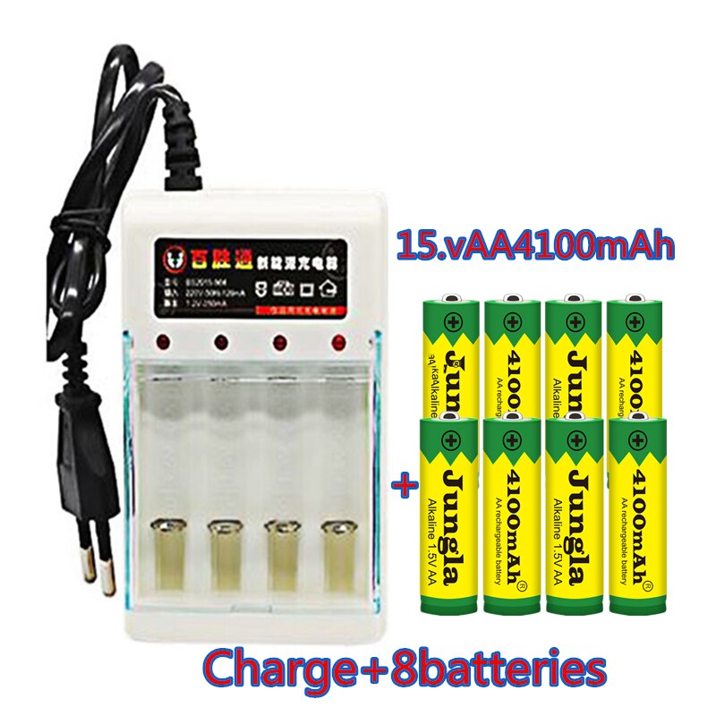 Pilas alcalinas recargables para juguetes mp3, baterías recargables AA de mah y 4100 V, cargador para juguetes con luz led, 1,5 unidades,: Rojo