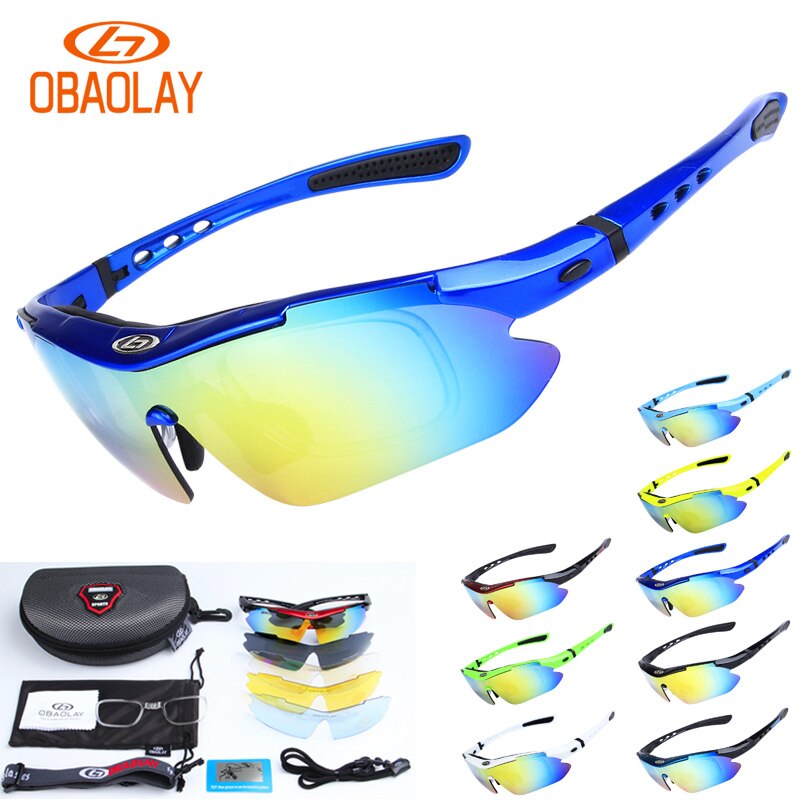 OBAOLAY Gepolariseerde Sport Mannen Zonnebril Road Fietsen Glazen Mountainbike Fiets Rijden Bescherming Goggles Eyewear 5 Lens