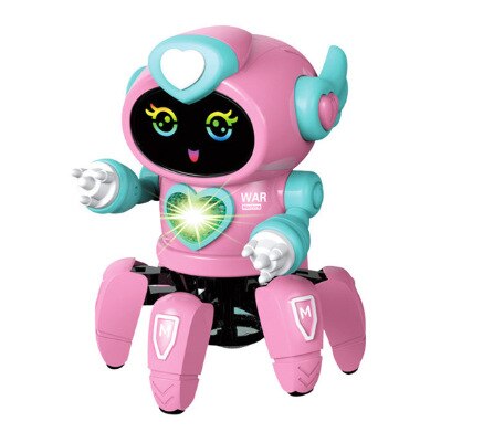 Robot de baile inteligente para niños, juguete electrónico de baile de seis garras, incluye música LED, de cumpleaños: Rosa