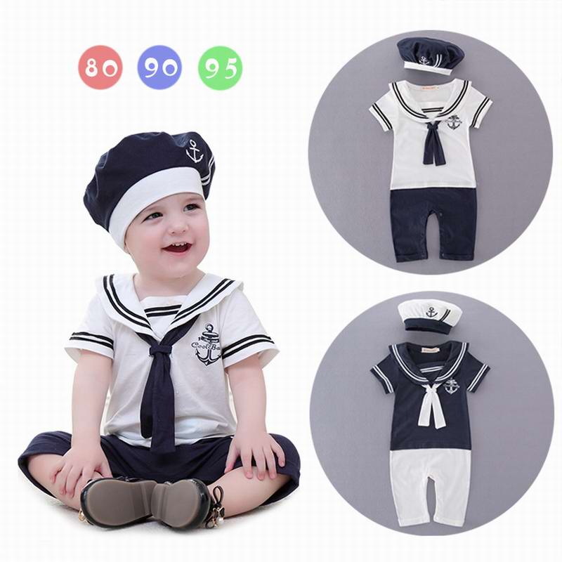 Baby Romper Preppy Style Navy White short Sleeve Baby Boys Girls Overalls Newborn Clothes 0-2Y E13208