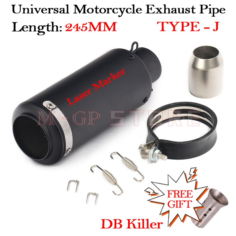 51MM Motorcycle Short Exhaust Slip On Universal Modified Moto Escape DB Killer Muffler For S1000RR Z900 CBR1000 R3 R25 MT07 MT09: TYPE-J