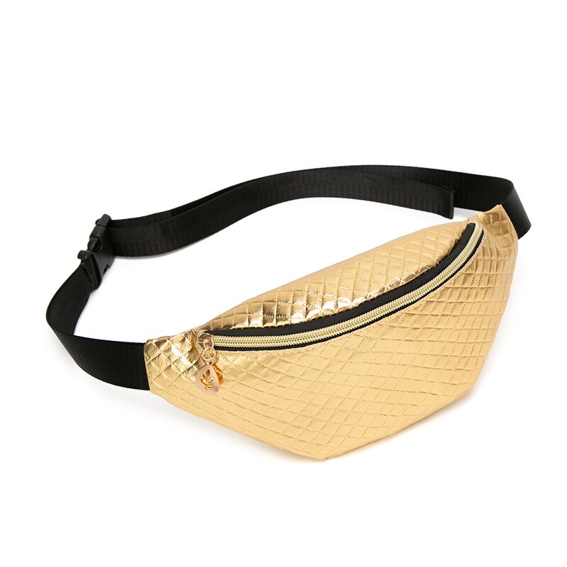 Riñonera de cuero negro para mujer, bolso cruzado femenino, resistente al agua, de viaje, para pecho y teléfono: Gold