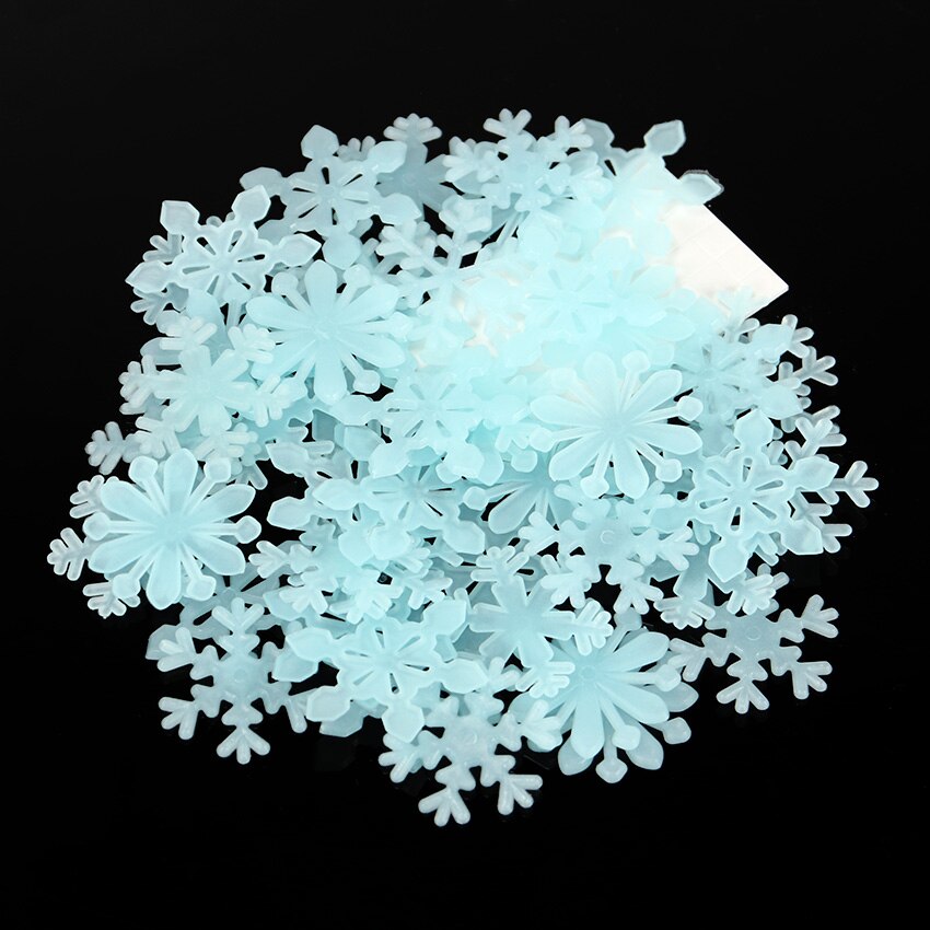 48 stuks/set kleurrijke lichtgevende sneeuw muurstickers voor thuis, glow in the dark stickers voor kinderkamers, fluorescerende stickers en decoraties: Blauw