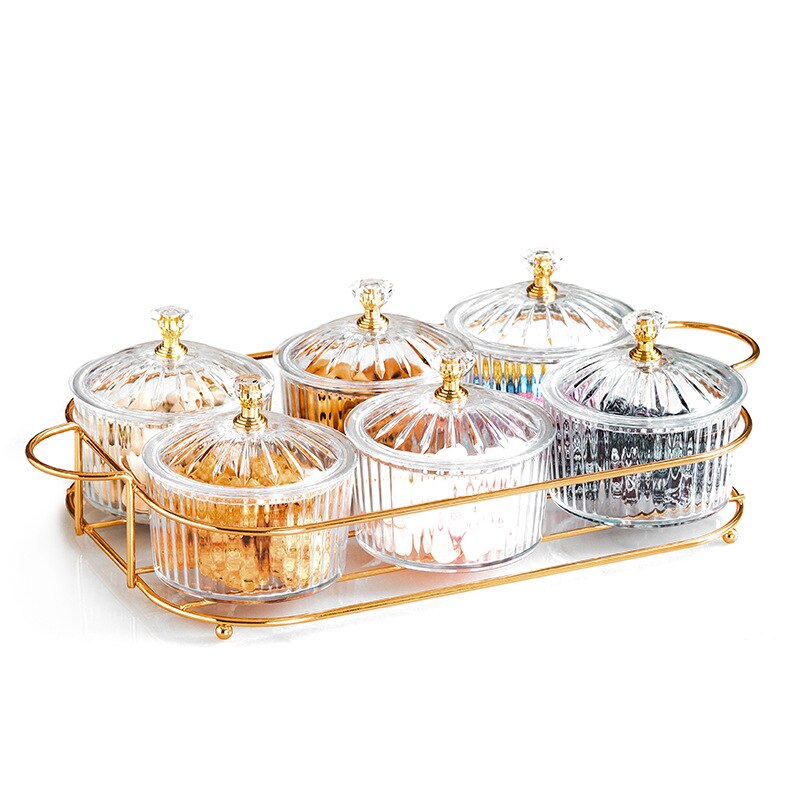 Platos de postre, bandeja de Metal para decoración con tapa, platos redondos de frutas secas, bandejas para servir alimentos con cubierta, Bol de frutas y aperitivos
