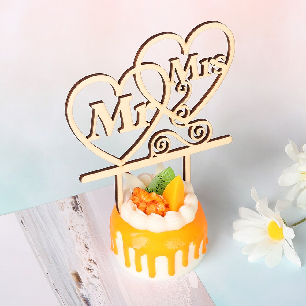 Tarta de boda Vintage de madera de "Mr y Mrs", letras de madera rústicas, decoraciones de pastel de boda, suministros de bricolaje, de compromiso, 1 ud.