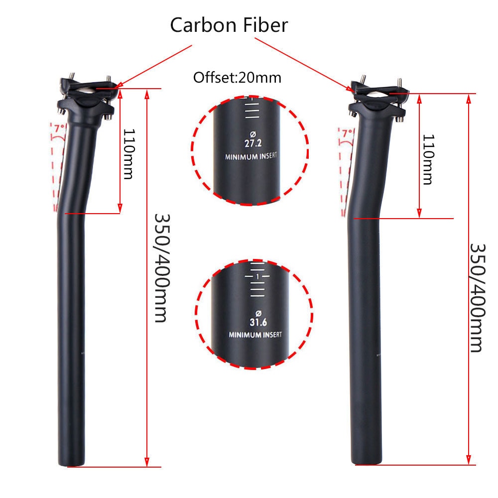 ELITA ONE Carbon Fibre Bicycle Seat Post Offset 20mm Mountain Bikes SeatPost Road Bicycles SeatPosts 27.2/31.6mmx350/400mm