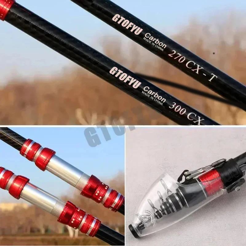 2.7m 3.0m 3.6m 3.9m 4.2m 4.5m teleskopisk fiskestang 20kg carbon rejse surf spinning 5-300g lokke langkastende baitcasting stang