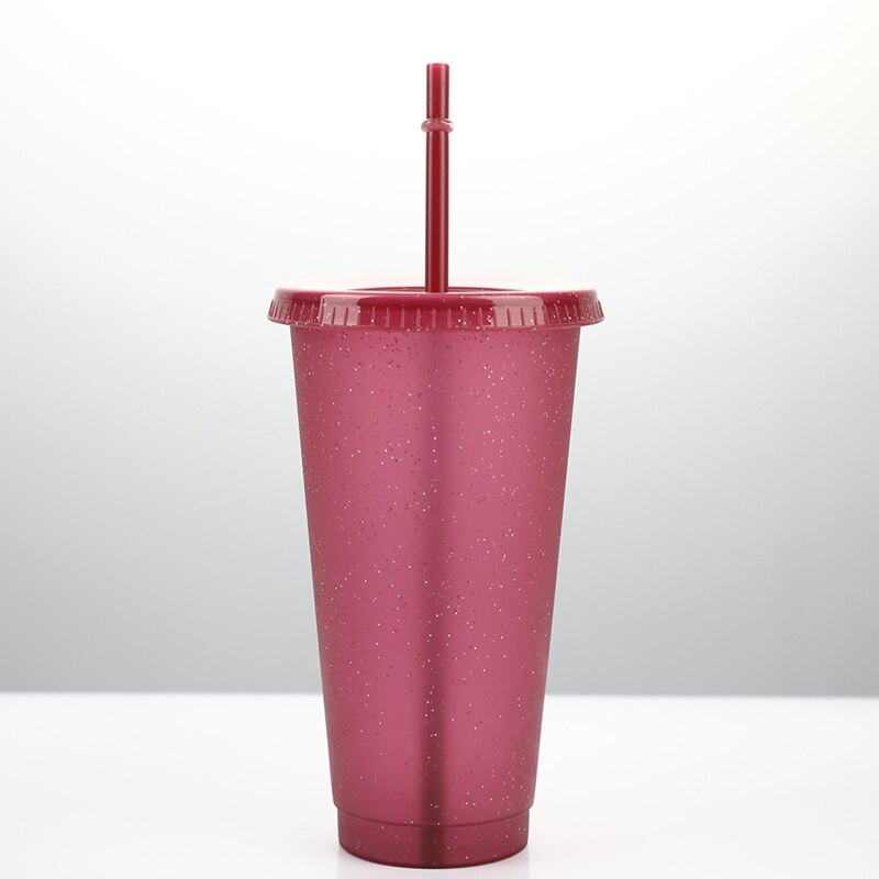 Water Cup Sequined Glitter Straw Cup Plastic Multi-Specification Straw Coffee Mug Comfortable Straw Personality: PP