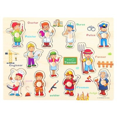 3D Houten puzzel voor peuter kinderen kid hand greep houten puzzel nummers alfabet-puzzel developmental educatief speelgoed: Job