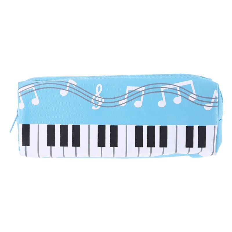 Music Notes Piano Keyboard Pencil Case Large Capacity Pen Bags Stationery Office: Sky Blue