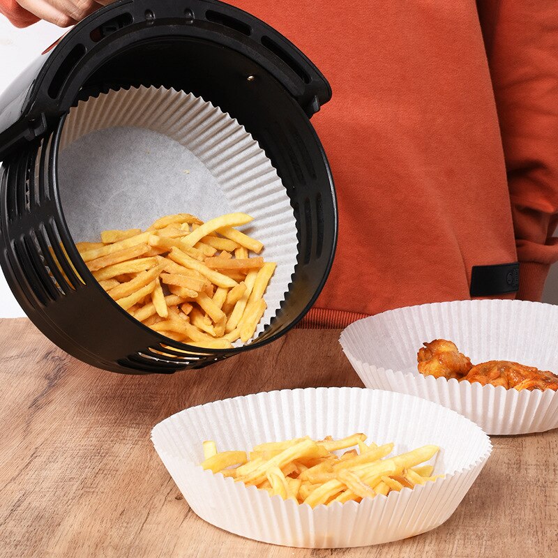 30/ 50 stücke Air Friteuse Einweg Papier Liner Nicht-Stick Matte Dampfer Runde Papier Backen Matten Küche AirFryer backen Zubehör