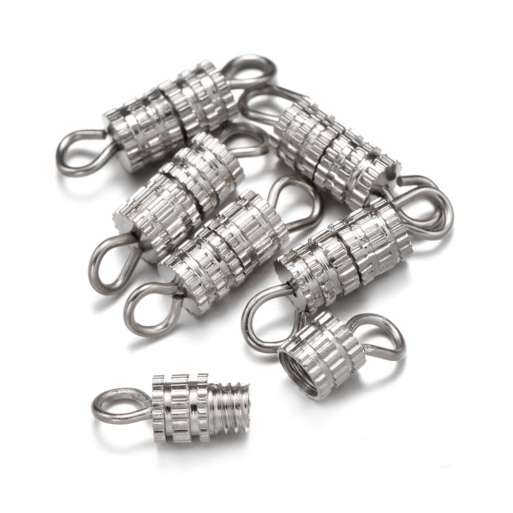 20pcs 12x4mm Brass Screw Clasps Barrel Clasps Cord End Caps Jewelry End Tips Connectors for Bracelet Necklace Making Accessories: PURPLE