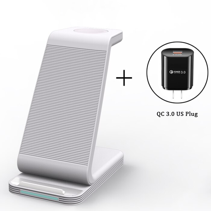 3 In 1 Draadloze Oplader Stand Voor Iphone 13 12 11 Xr 8 Apple Horloge Qi Snel Opladen Dock Station voor Airpods Pro Iwatch 7 6: D2-WT-US