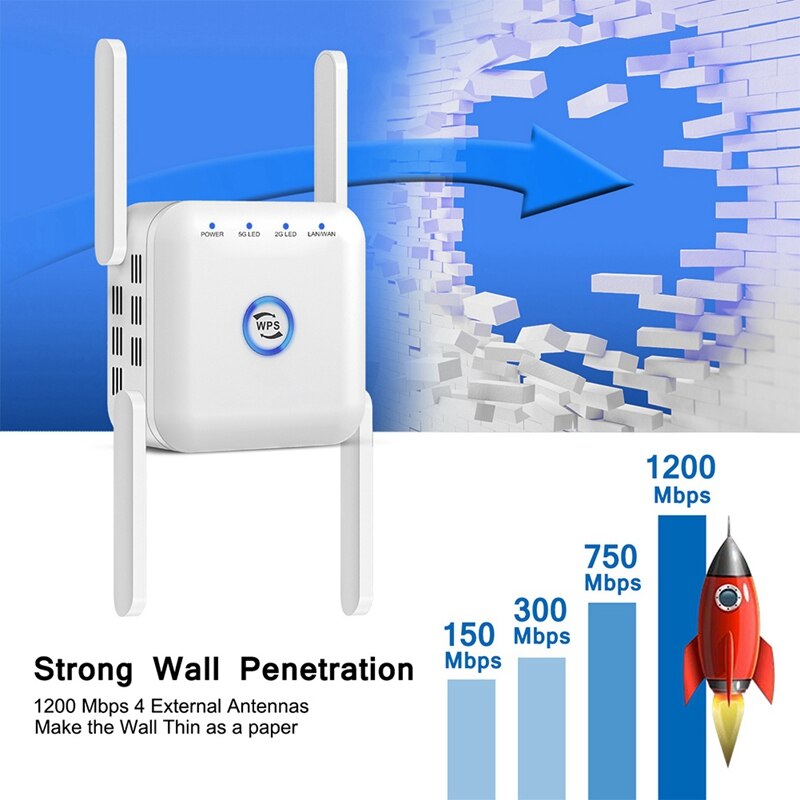 Jabs  ac24 dualband-wlan-repeater mit 1200m drahtlosen wanddurchführungen und eu-stecker