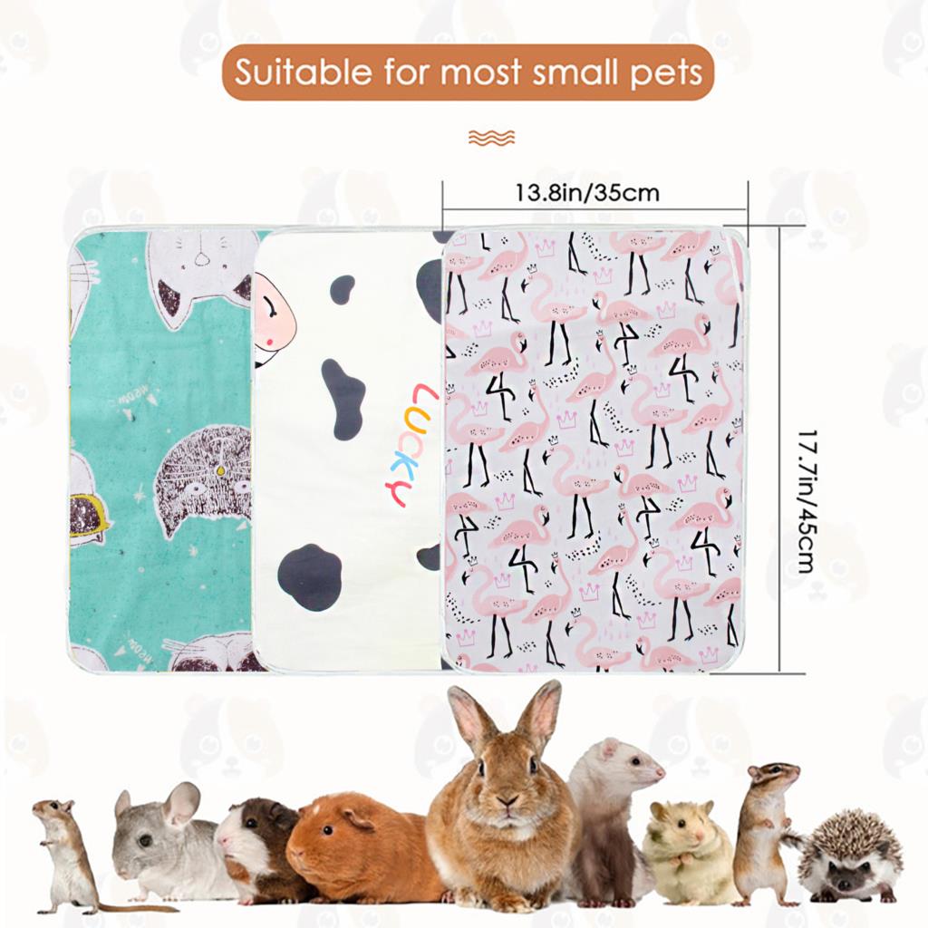 3Pcs Easy Clean Rabbit Guinea Pig Fleece Cage Liners Absorbent Guinea Pig Pee Pad Washable and Reusable Hedgehog Pee Pads: 3pcs C