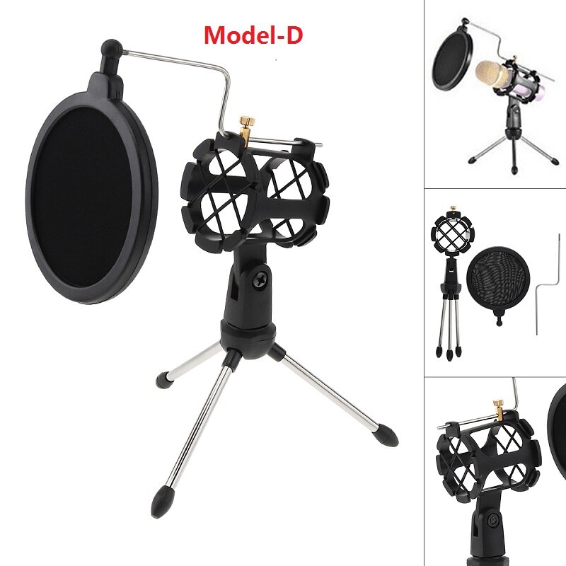 Black NB-35 Microphone Scissor Arm Stand Mic Clip Holder with Desktop Alloy Base Clampfor KTV / Studio Microphone accessories: Model-D
